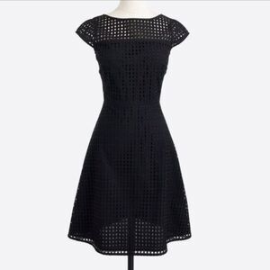 J Crew Factory Dress Square Neck Black Eyelet Size 00